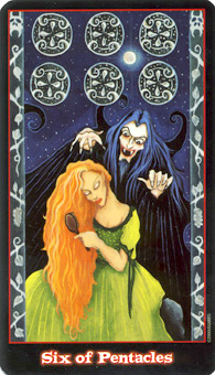 Ѫ - Vampire Tarot - Ǯ - Six Of Pentacles