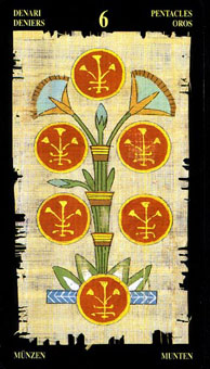  - Egyptian Tarot - Ǯ - Six Of Pentacles