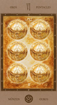 Թ - The Labyrinth Tarots - Ǯ - Six Of Pentacles