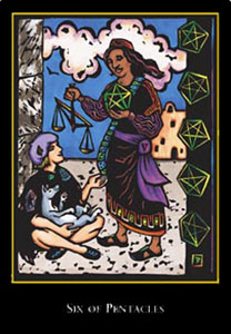 羫 - The World Spirit Tarot - Ǯ - Six Of Pentacles