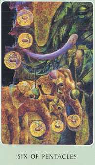 ֮ - Tarot Root of Asia - Ǯ - Six Of Pentacles