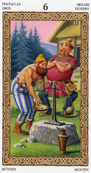 ³ - Tarot of Druids - Ǯ - Six Of Pentacles