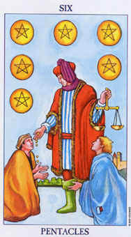 ΰ - Radiant Rider-Waite Tarot - Ǯ - Six Of Pentacles