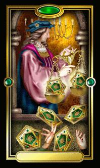 Ѥ - Gilded Tarot - Ǯ - Six Of Pentacles