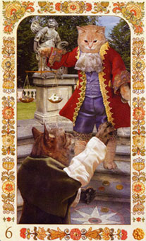 ˲è - Baroque Bohemian Cats Tarot - Ǯ - Six Of Pentacles