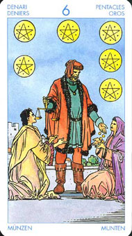 ʥ׳ΰ - Universal Waite Tarot - Ǯ - Six Of Pentacles