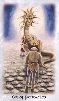  - The Celtic Dragon Tarot - Ǯ - Six Of Pentacles