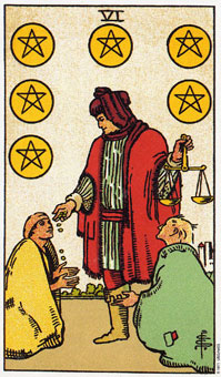 ԭʼΰ - Original Rider-Waite Tarot - Ǯ - Six Of Pentacles