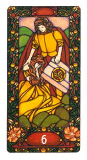  - Art Nouveau Tarot - Ǯ - Six Of Pentacles