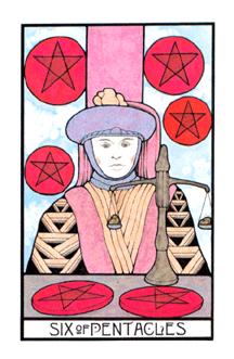 ̫ʱ - Aquarian Tarot - Ǯ - Six Of Pentacles