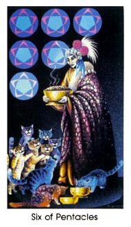 è - Cat People Tarot - Ǯ - Six Of Pentacles