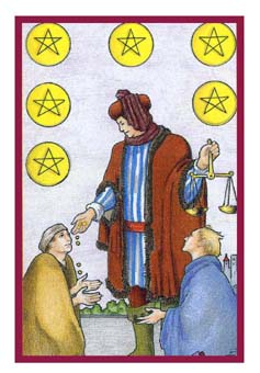 ³ - Epicurean Tarot - Ǯ - Six Of Pentacles