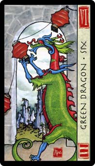 ˮ - Feng Shui Tarot - Ǯ - Six Of Pentacles