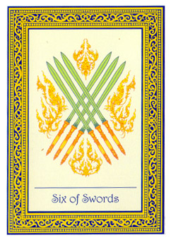 ̩ʼ - Royal Thai Tarot -  - Six Of Swords