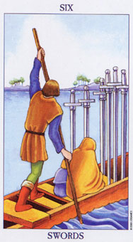 ΰ - Radiant Rider-Waite Tarot -  - Six Of Swords