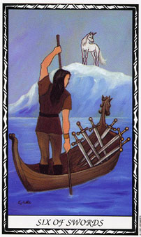  - Unicorn Tarot -  - Six Of Swords