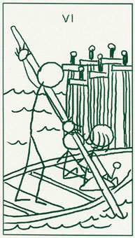  - Stick Figure Tarot -  - Six Of Swords