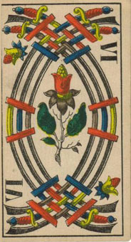 1JJʿ1870 - 1JJ Swiss Tarot 1870 -  - Six Of Swords