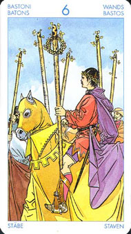 ʥ׳ΰ - Universal Waite Tarot - Ȩ - Six Of Wands