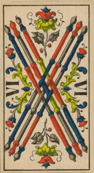 1JJʿ1870 - 1JJ Swiss Tarot 1870 - Ȩ - Six Of Wands