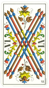 1JJʿ1974 - 1JJ Swiss Tarot 1974 - Ȩ - Six Of Wands