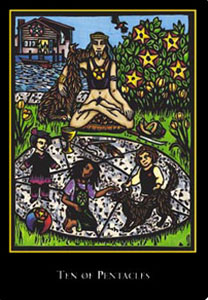 羫 - The World Spirit Tarot - Ǯʮ - Ten Of Pentacles