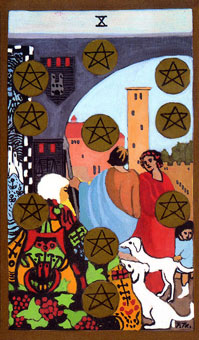 ɫΰ - Golden Rider Tarot - Ǯʮ - Ten Of Pentacles