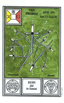 ħʽ - Tarot Of Ceremonial Magic - ʮ - Ten Of Swords