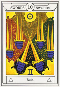 ƽ - Golden Dawn Magical Tarot - ʮ - Ten Of Swords