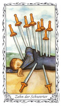 ޵ - Das Hudes Tarot - ʮ - Ten Of Swords