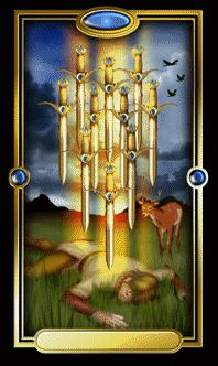 Ѥ - Gilded Tarot - ʮ - Ten Of Swords