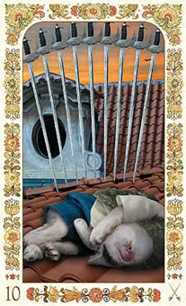 ˲è - Baroque Bohemian Cats Tarot - ʮ - Ten Of Swords