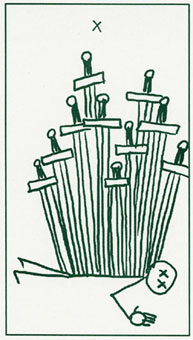  - Stick Figure Tarot - ʮ - Ten Of Swords