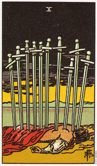 ԭʼΰ - Original Rider-Waite Tarot - ʮ - Ten Of Swords