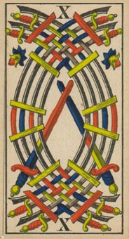 1JJʿ1870 - 1JJ Swiss Tarot 1870 - ʮ - Ten Of Swords