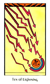 ʥ - Santa Fe Tarot - Ȩʮ - Ten Of Wands