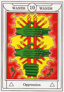 ƽ - Golden Dawn Magical Tarot - Ȩʮ - Ten Of Wands