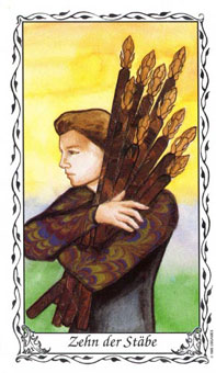 ޵ - Das Hudes Tarot - Ȩʮ - Ten Of Wands