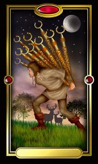 Ѥ - Gilded Tarot - Ȩʮ - Ten Of Wands