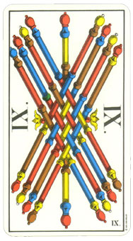 1JJʿ1974 - 1JJ Swiss Tarot 1974 - Ȩʮ - Ten Of Wands