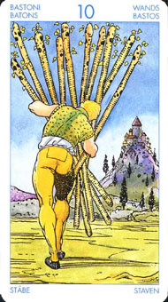 ʥ׳ΰ - Universal Waite Tarot - Ȩʮ - Ten Of Wands