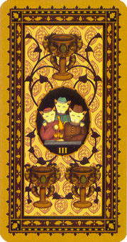 è - Medieval Cat Tarot - ʥ - Three Of Cups