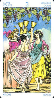 ʥ׳ΰ - Universal Waite Tarot - ʥ - Three Of Cups