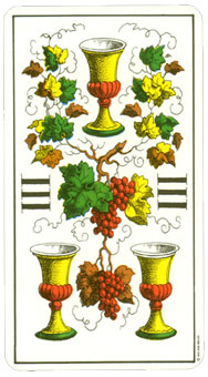 1JJʿ1974 - 1JJ Swiss Tarot 1974 - ʥ - Three Of Cups