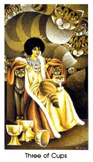 è - Cat People Tarot - ʥ - Three Of Cups