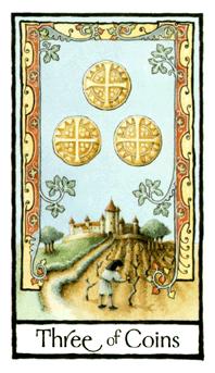 Ӣʼ - Old English Tarot - Ǯ - Three Of Pentacles