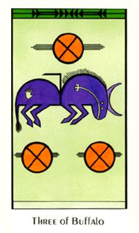ʥ - Santa Fe Tarot - Ǯ - Three Of Pentacles
