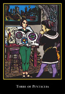 羫 - The World Spirit Tarot - Ǯ - Three Of Pentacles