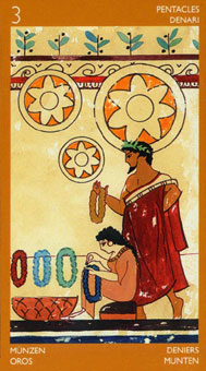 ³ - Etruscan Tarot - Ǯ - Three Of Pentacles