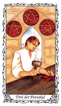 ޵ - Das Hudes Tarot - Ǯ - Three Of Pentacles